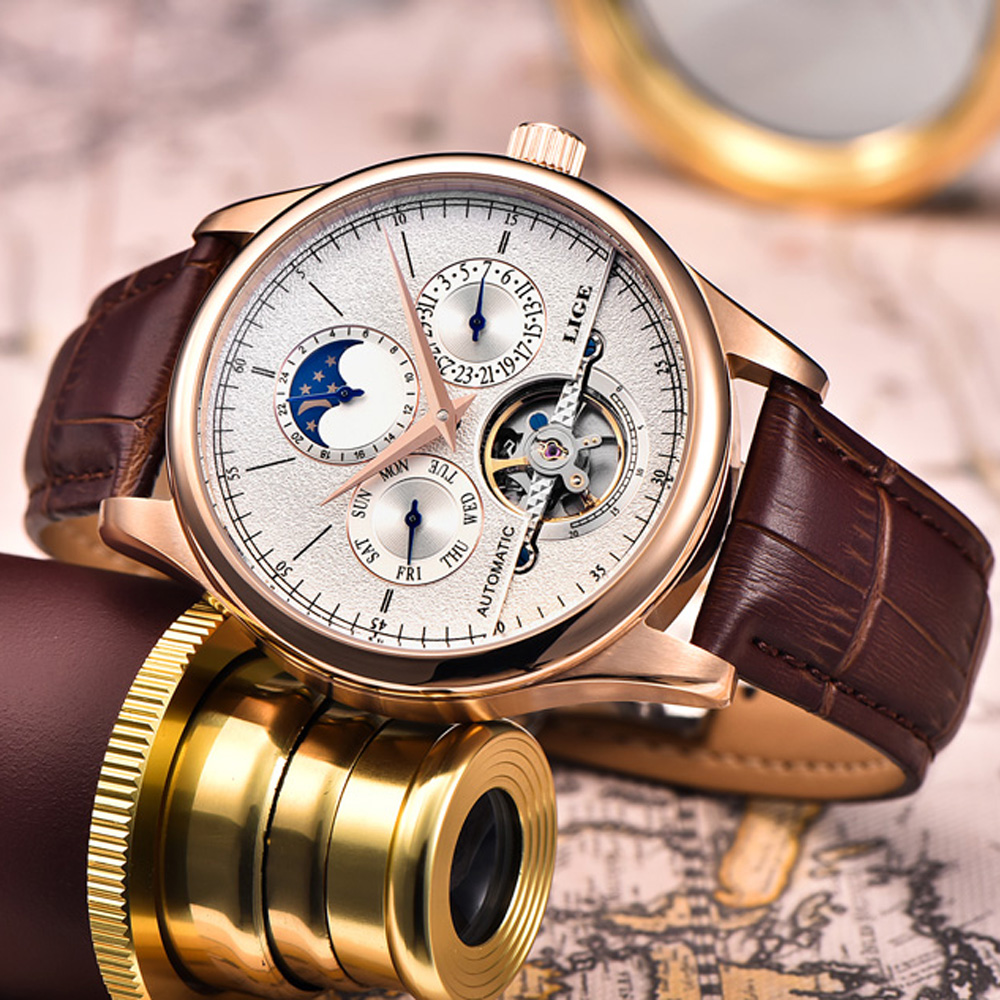 LIGE 브랜드 클래식 남성용 레트로 시계 자동 기계식 - Omega Watch Constellation 리뷰 및 가격