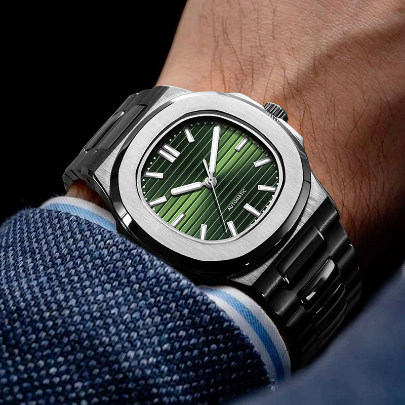 MACARLON 43mm 나우틸러스 스타일 자동 남성용 - Patek Philippe Watch Nautilus 리뷰 및 가격