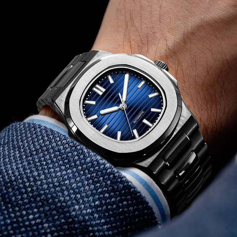 MACARLON 43mm 나우틸러스 스타일 자동 남성용 - Patek Philippe Watch Nautilus 리뷰 및 가격